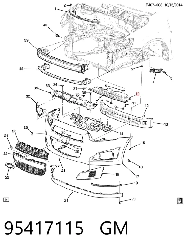 Защита бампера переднего 95417115 General Motors
