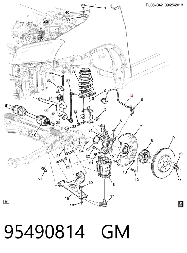 Датчик АБС передний 95490814 General Motors