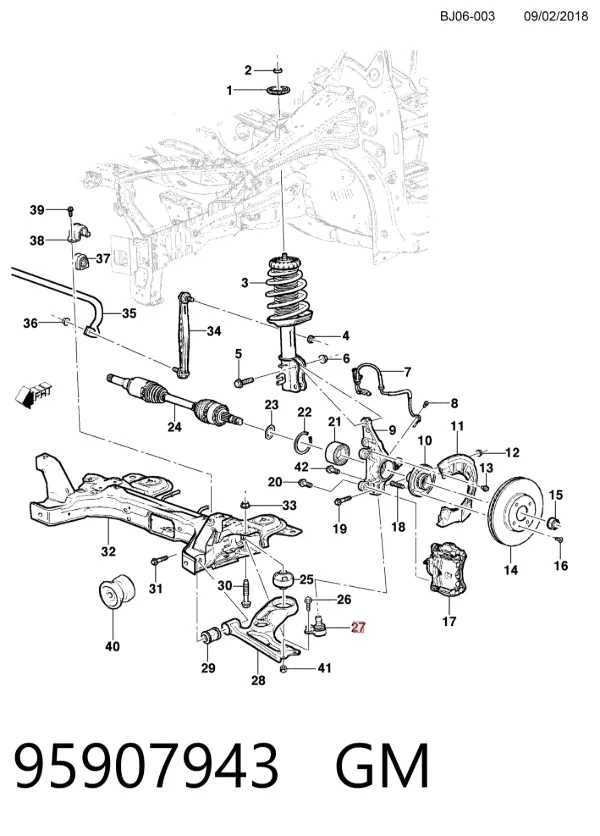 Нижняя шаровая опора 95907943 General Motors