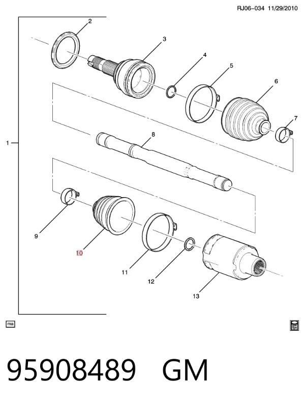 Пыльник ШРУСа внутренний 95908489 General Motors