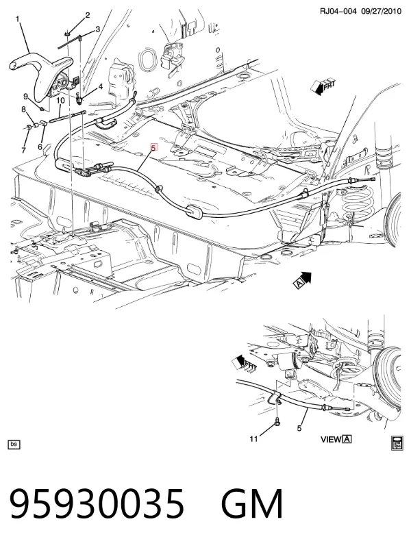 Задний трос ручника 95930035 General Motors