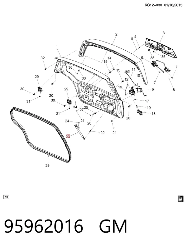 Амортизатор багажника 95962016 General Motors