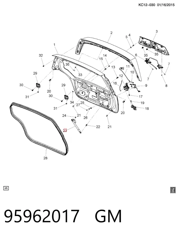 Амортизатор багажника 95962017 General Motors