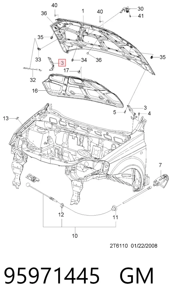Петля капота правая 95971445 General Motors