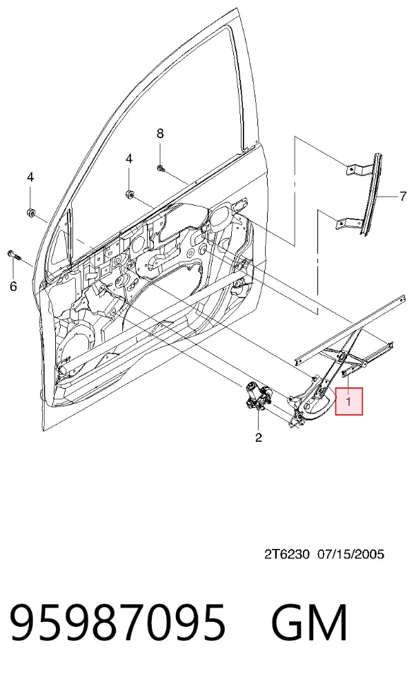 Стеклоподъемник передней левой двери 95987095 General Motors