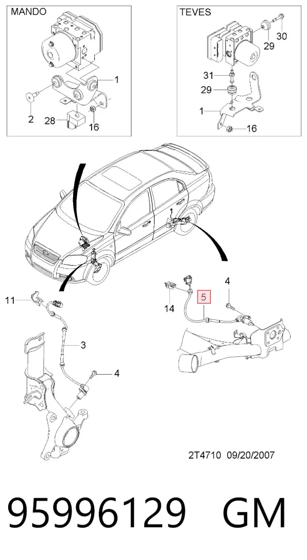 Датчик АБС задний левый 95996129 General Motors