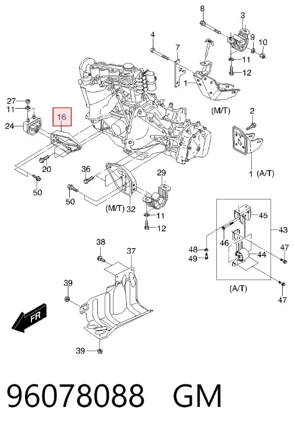 Кронштейн подушки (опоры) двигателя правой 96078088 General Motors