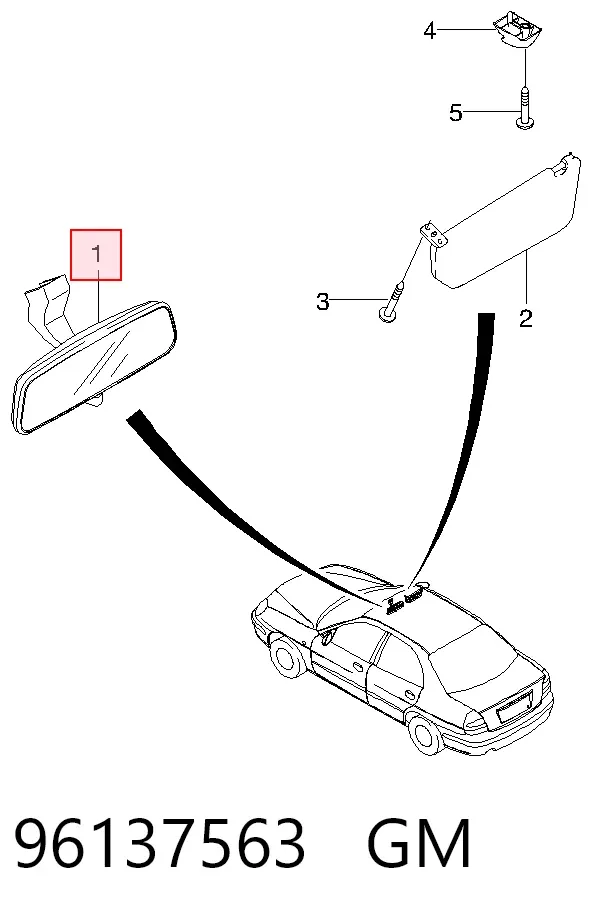 Зеркало заднего вида 96137563 General Motors