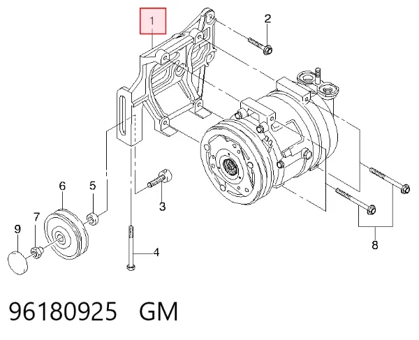Кронштейн компрессора кондиционера 96180925 General Motors