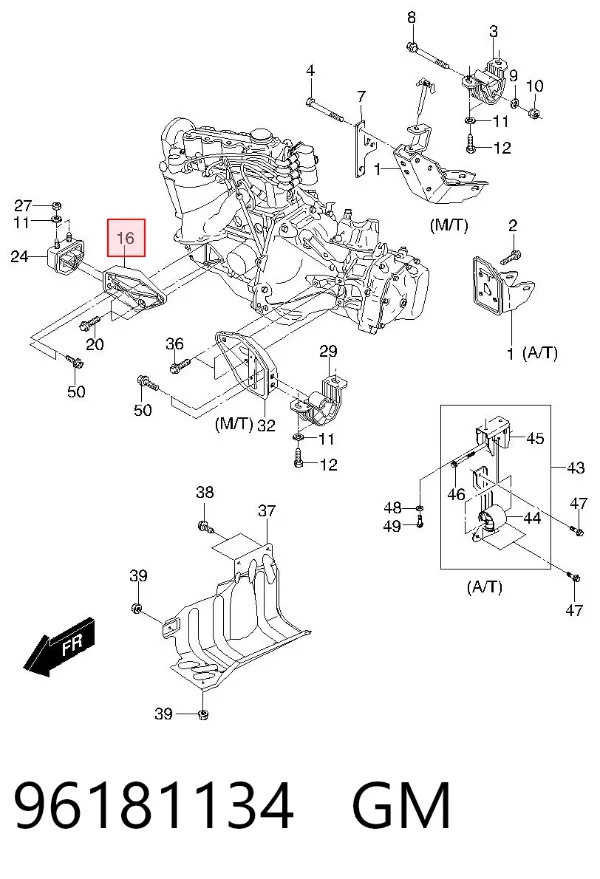 Кронштейн подушки (опоры) двигателя правой 96181134 General Motors