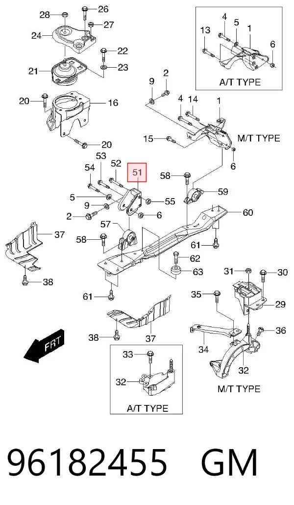 Кронштейн подушки двигателя 96182455 General Motors