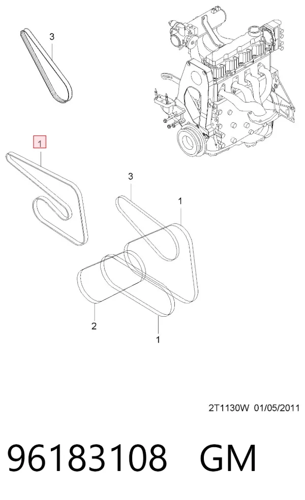 Ремень генератора 96183108 General Motors