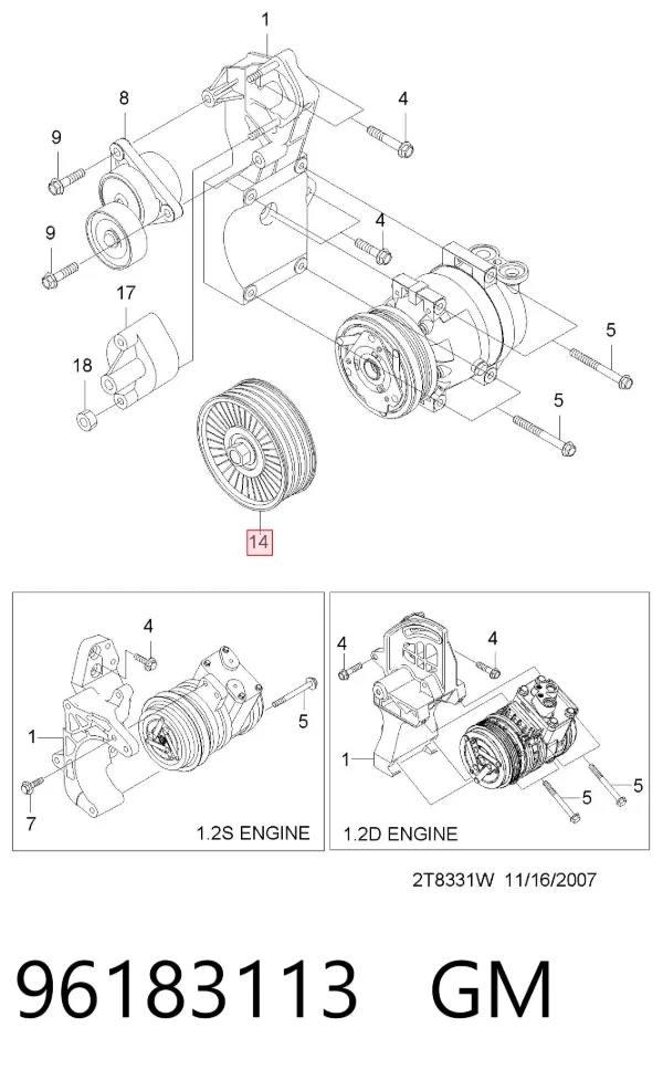Паразитный ролик 96183113 General Motors
