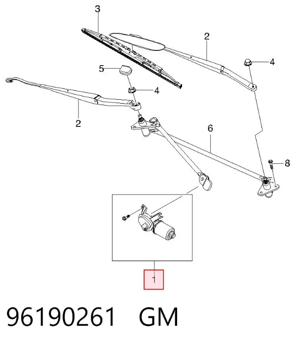 Мотор дворников 96190261 General Motors