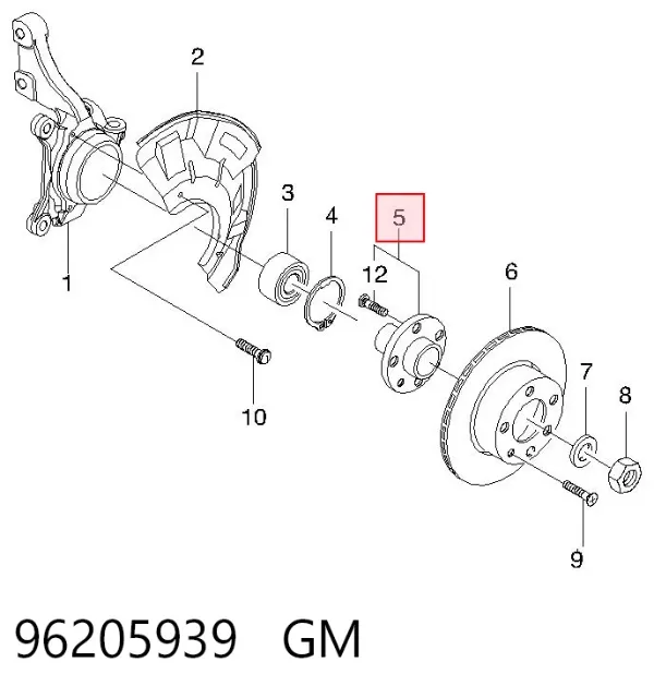Передняя ступица 96205939 General Motors