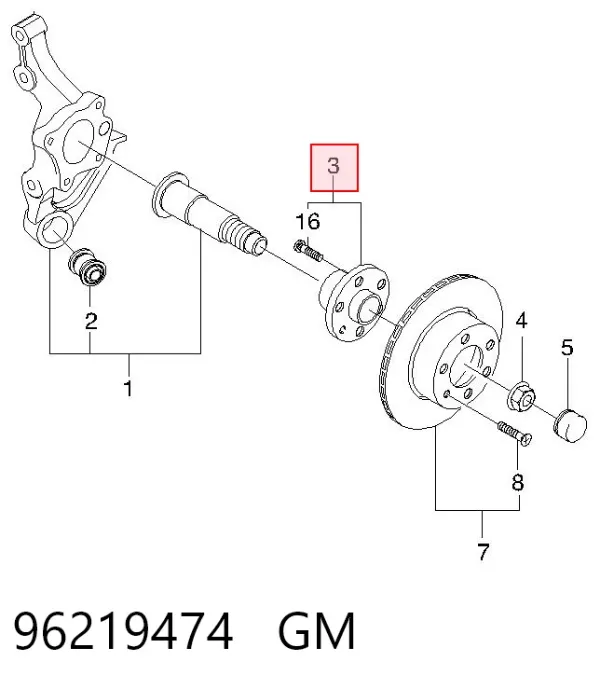 Задняя ступица 96219474 General Motors