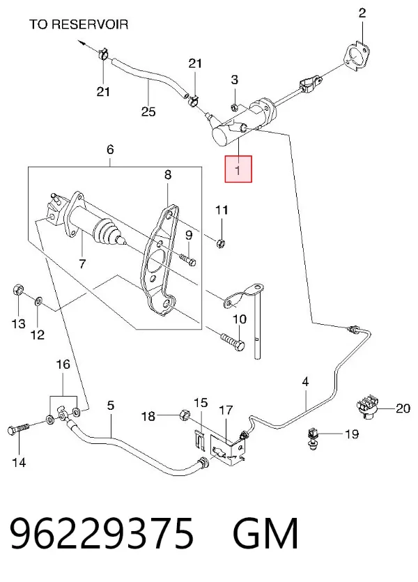 Главный цилиндр сцепления 96229375 General Motors
