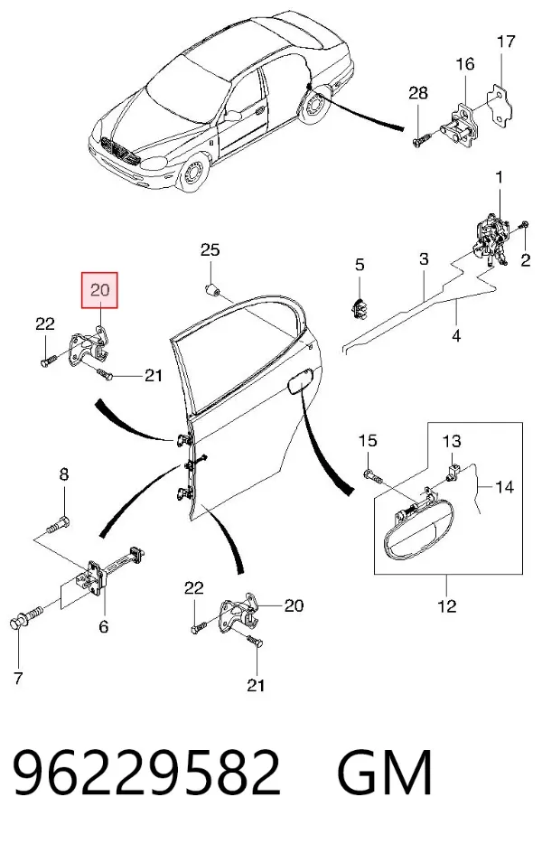 Петля двери задней правой 96229582 General Motors