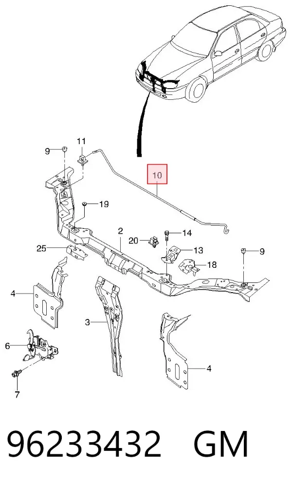 Стояк-крюк замка капота 96233432 General Motors