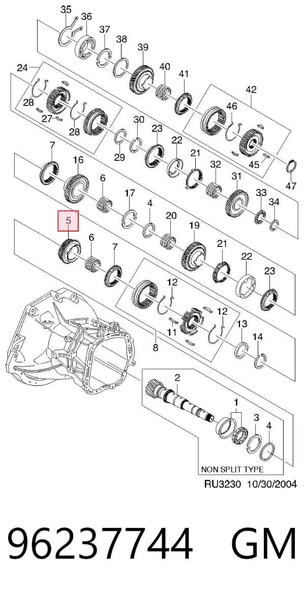Шестерня 4-й передачи ведомая 96237744 General Motors