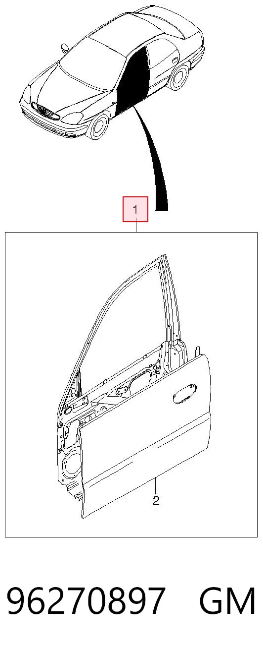 Дверь передняя правая 96270897 General Motors