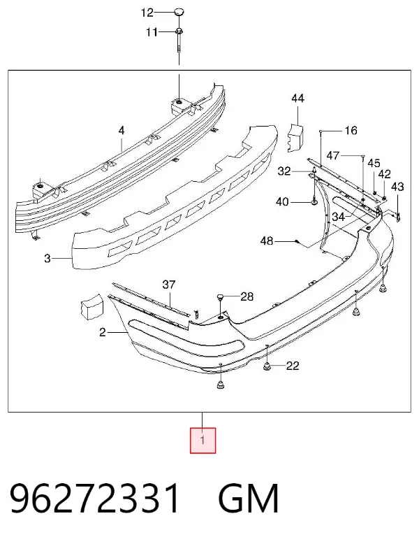 Задний бампер 96272331 General Motors