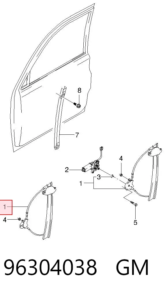 Стеклоподъемник передней левой двери 96304038 General Motors