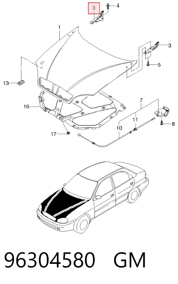 Петля капота правая 96304580 General Motors