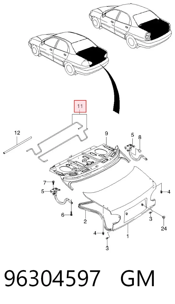 Амортизатор багажника 96304597 General Motors
