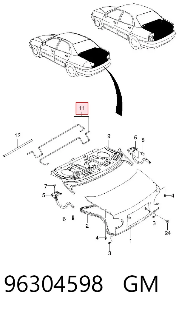 Амортизатор багажника 96304598 General Motors