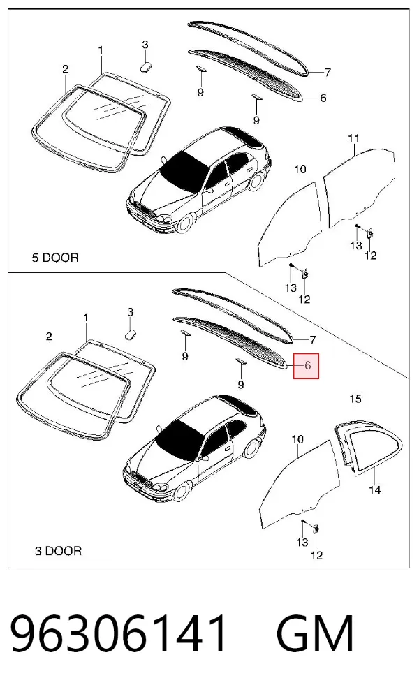 Стекло багажника двери 3/5-й задней (ляды) 96306141 General Motors