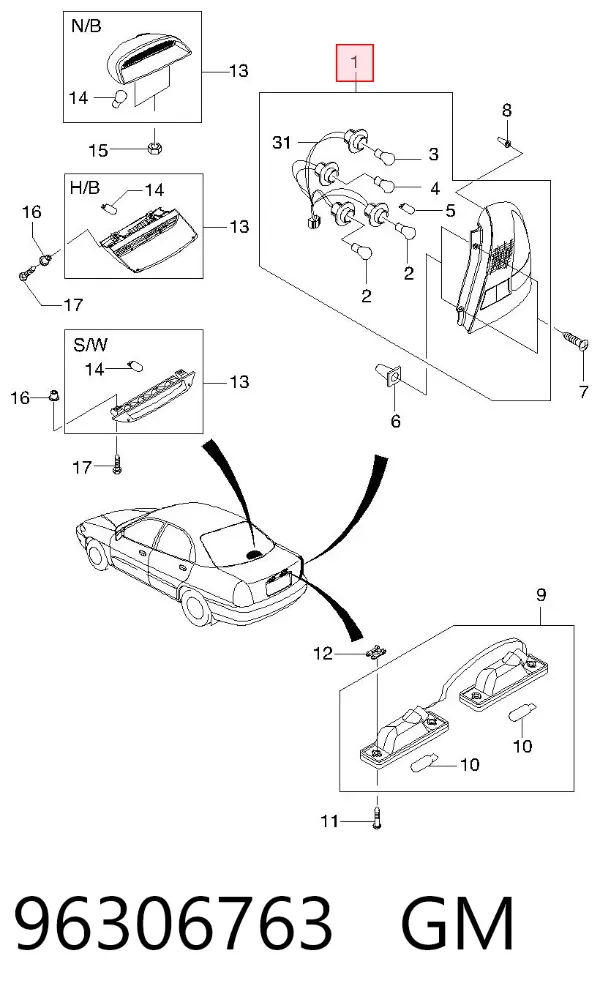 Фонарь задний левый 96306763 General Motors