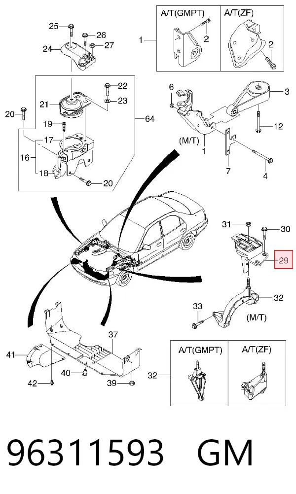 Левая подушка двигателя 96311593 General Motors