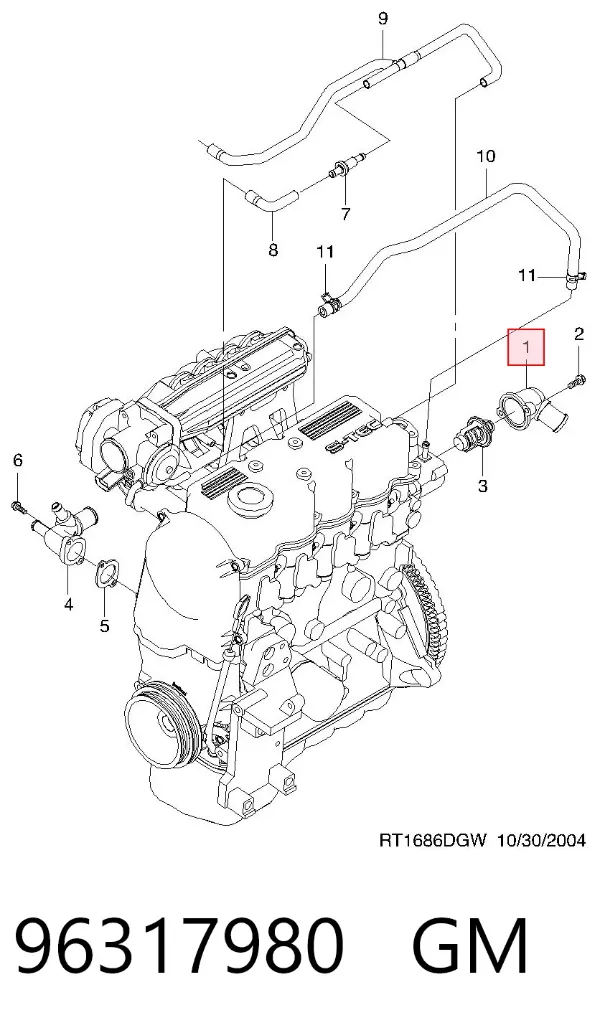 Корпус термостата 96317980 General Motors