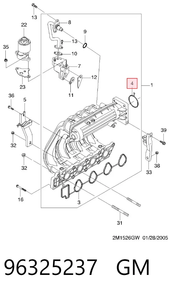 Прокладка дроссельной заслонки 96325237 General Motors