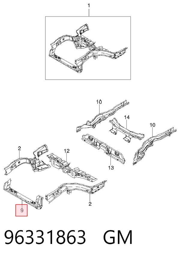 Суппорт радиатора нижний 96331863 General Motors