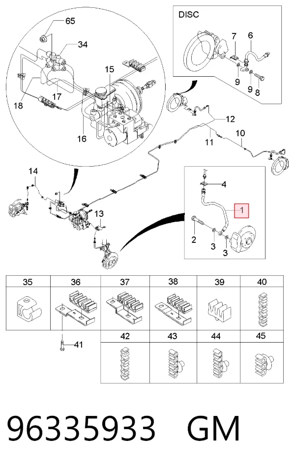 Шланг тормозной передний 96335933 General Motors