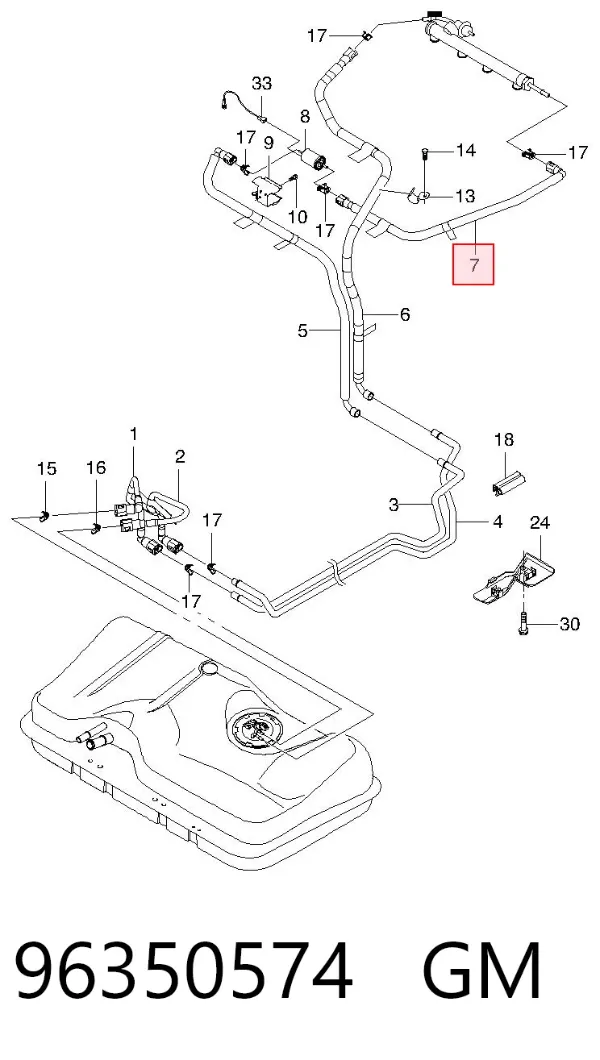 Трубка топливная, от фильтра к топливной рейке 96350574 General Motors