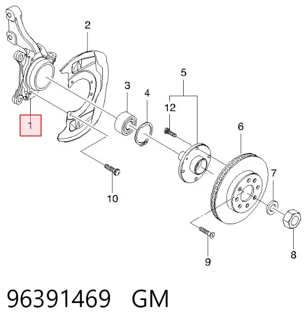 Цапфа передняя левая 96391469 General Motors