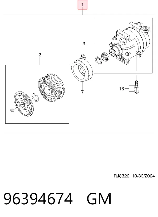 Компрессор кондиционера 96394674 General Motors