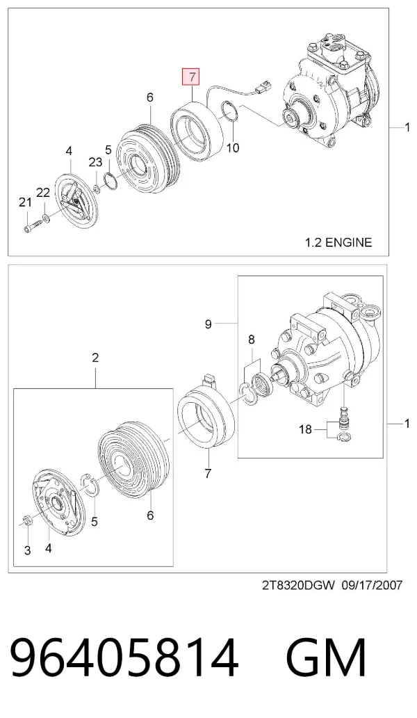 Муфта компрессора кондиционера 96405814 Opel