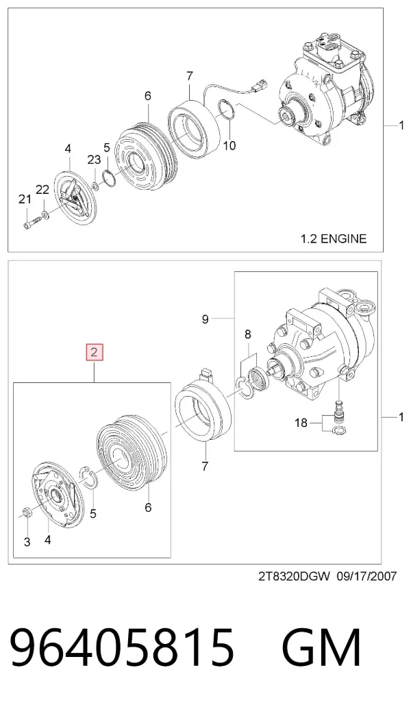 Шкив компрессора кондиционера 96405815 General Motors