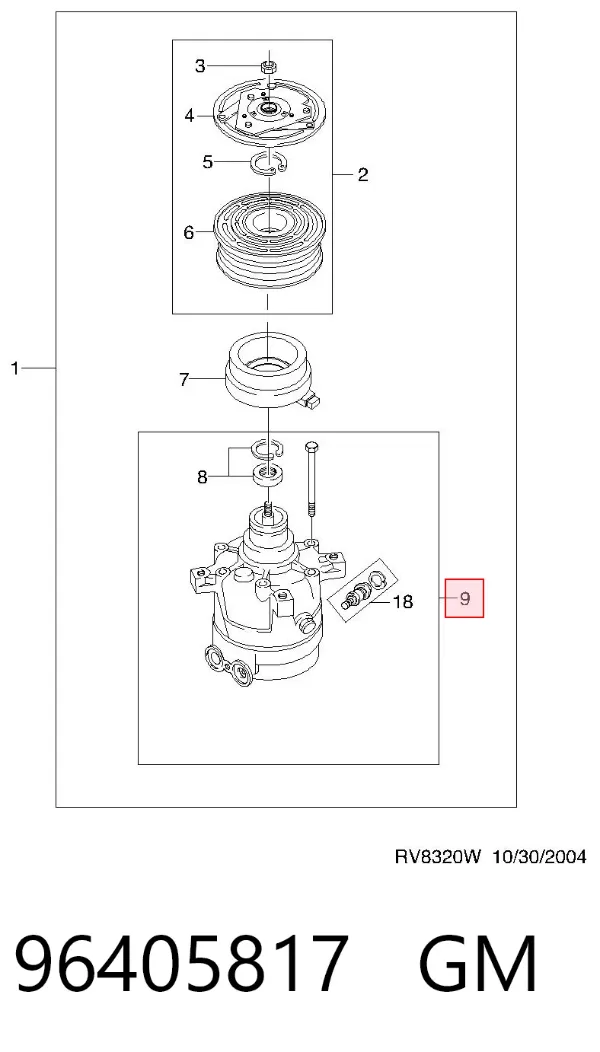Компрессор кондиционера 96405817 General Motors