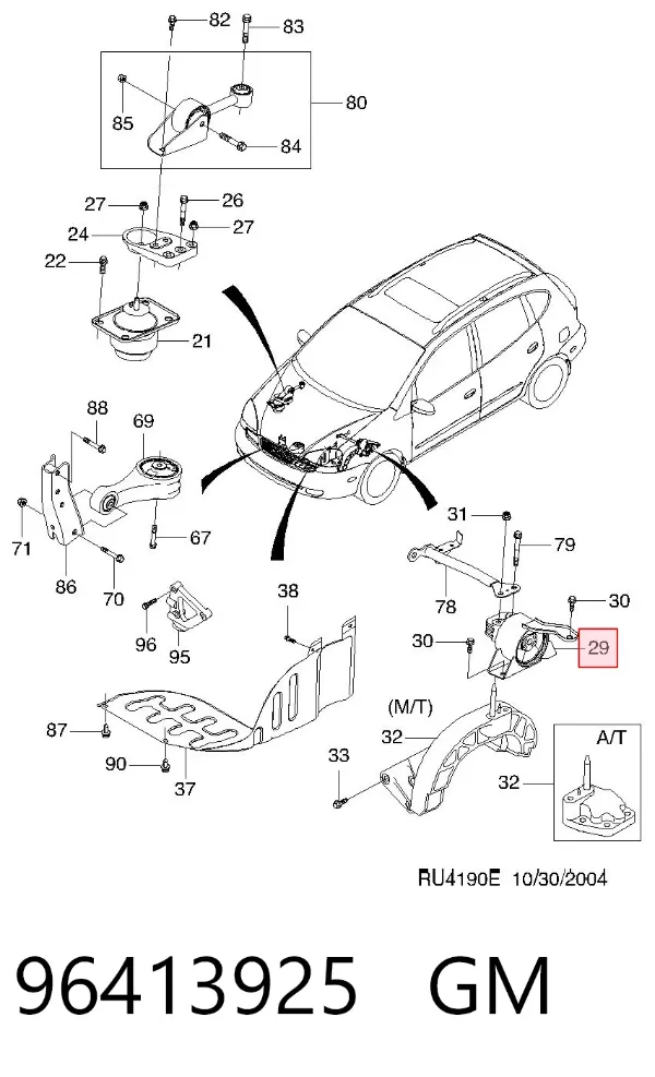 Левая подушка двигателя Chevrolet Tacuma KLAU