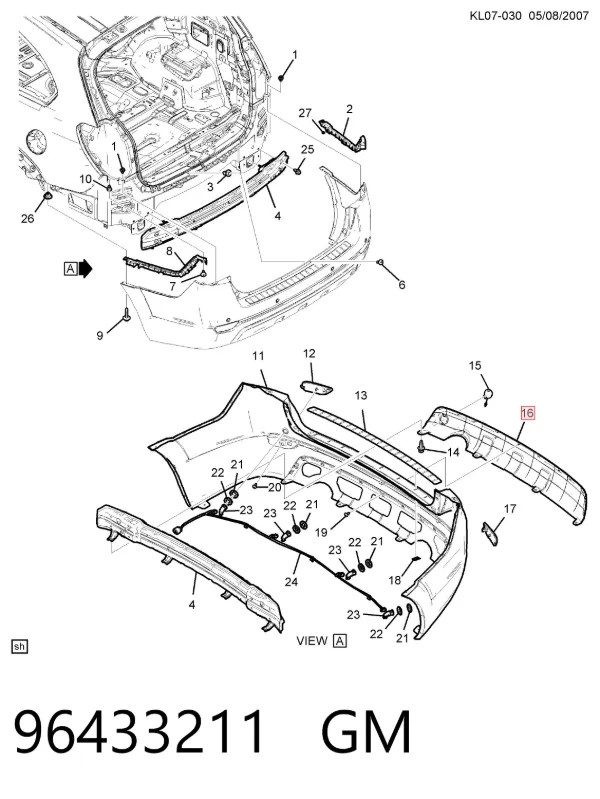 Спойлер заднего бампера 96433211 General Motors