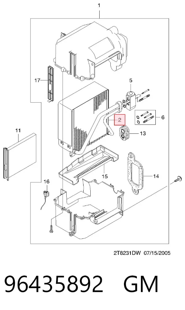 Испаритель кондиционера 96435892 General Motors