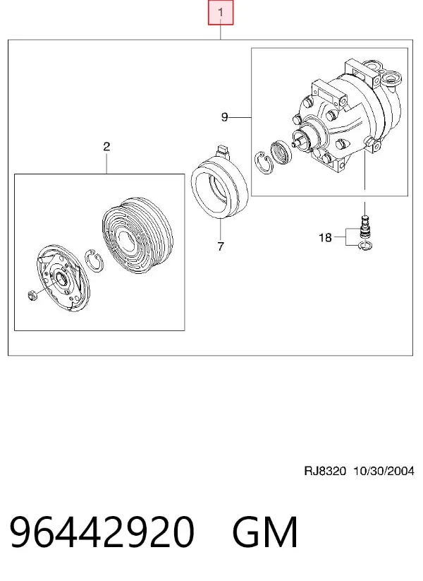 Компрессор кондиционера 96442920 General Motors