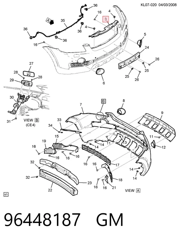 Кронштейн решетки радиатора 96448187 General Motors