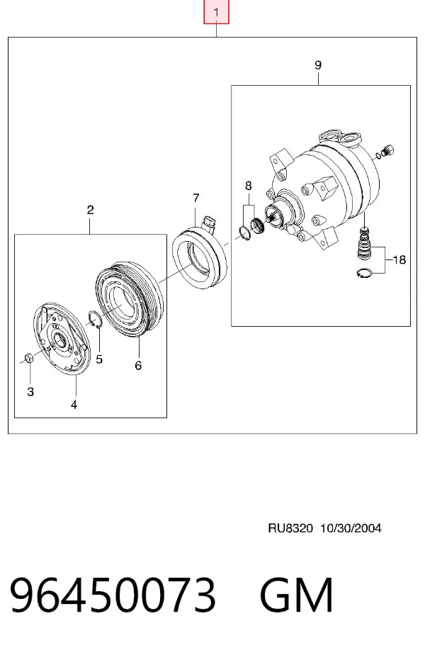 Компрессор кондиционера 96450073 General Motors