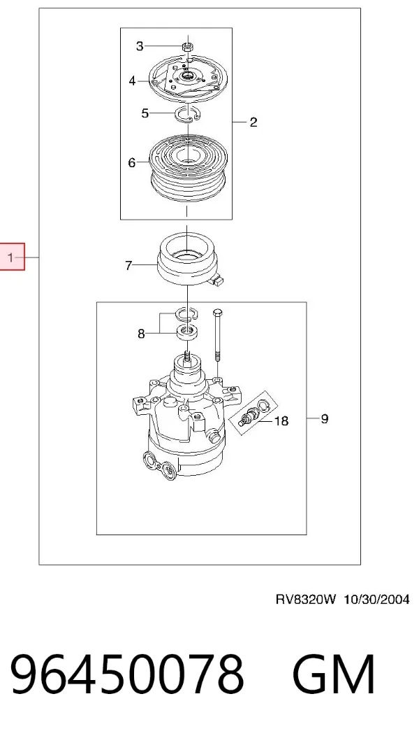 Компрессор кондиционера 96450078 General Motors